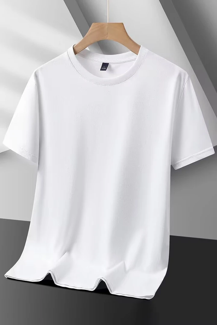 【名仕男装】2025男士净版透气百搭夏季月亮T恤白色上衣废土风D40