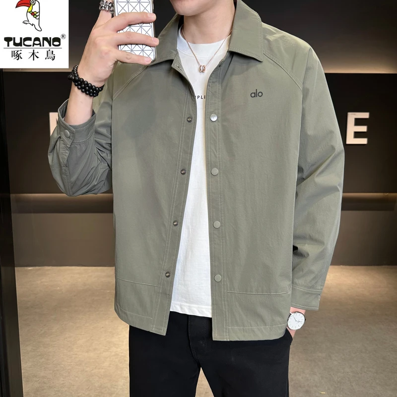 TUCANO/啄木鳥秋季alo翻领男士纽扣衬衫款抗皱透气男士夹克外套