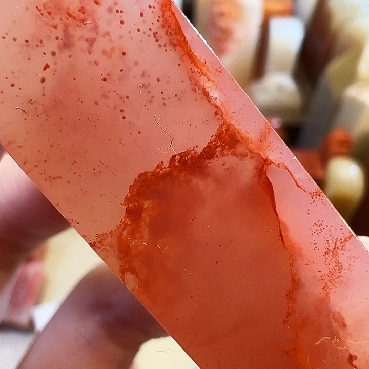 用***9寿山石印石玻璃底水冻桃花
