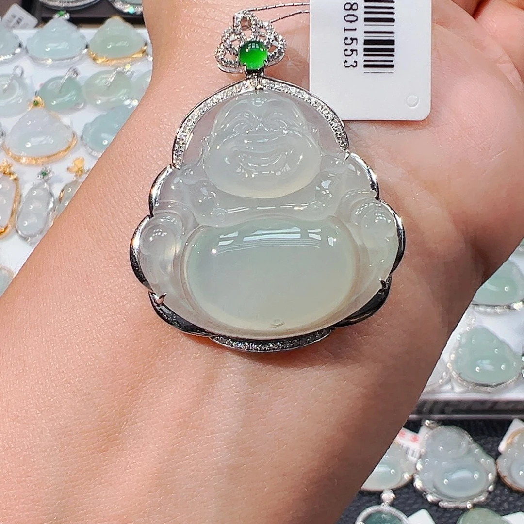 吊坠(不含链)18K金镶嵌翡翠佛公
