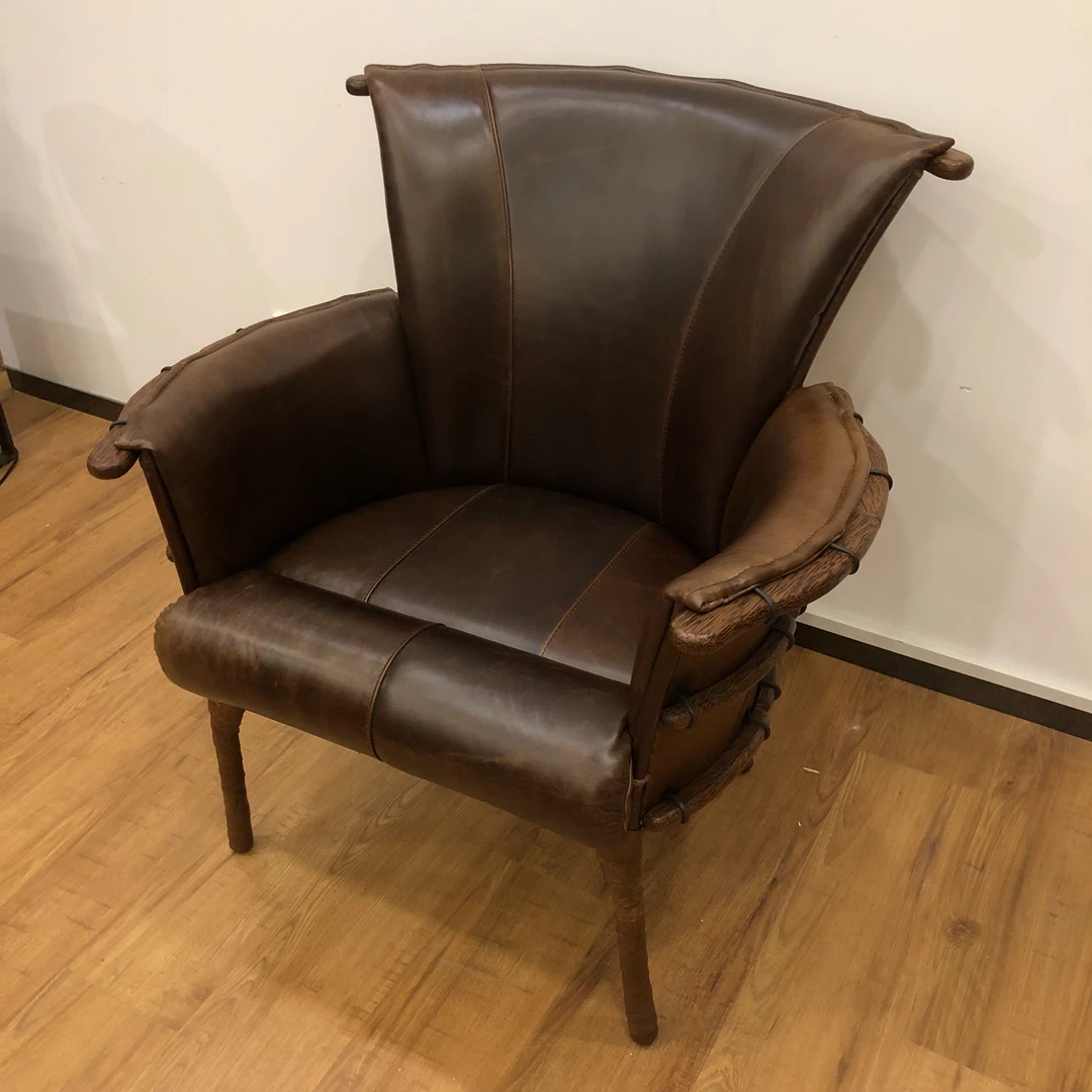 BORCH/博瑞奇部落风棕榈木意大利亮光咖啡色餐椅酋长椅（07370）