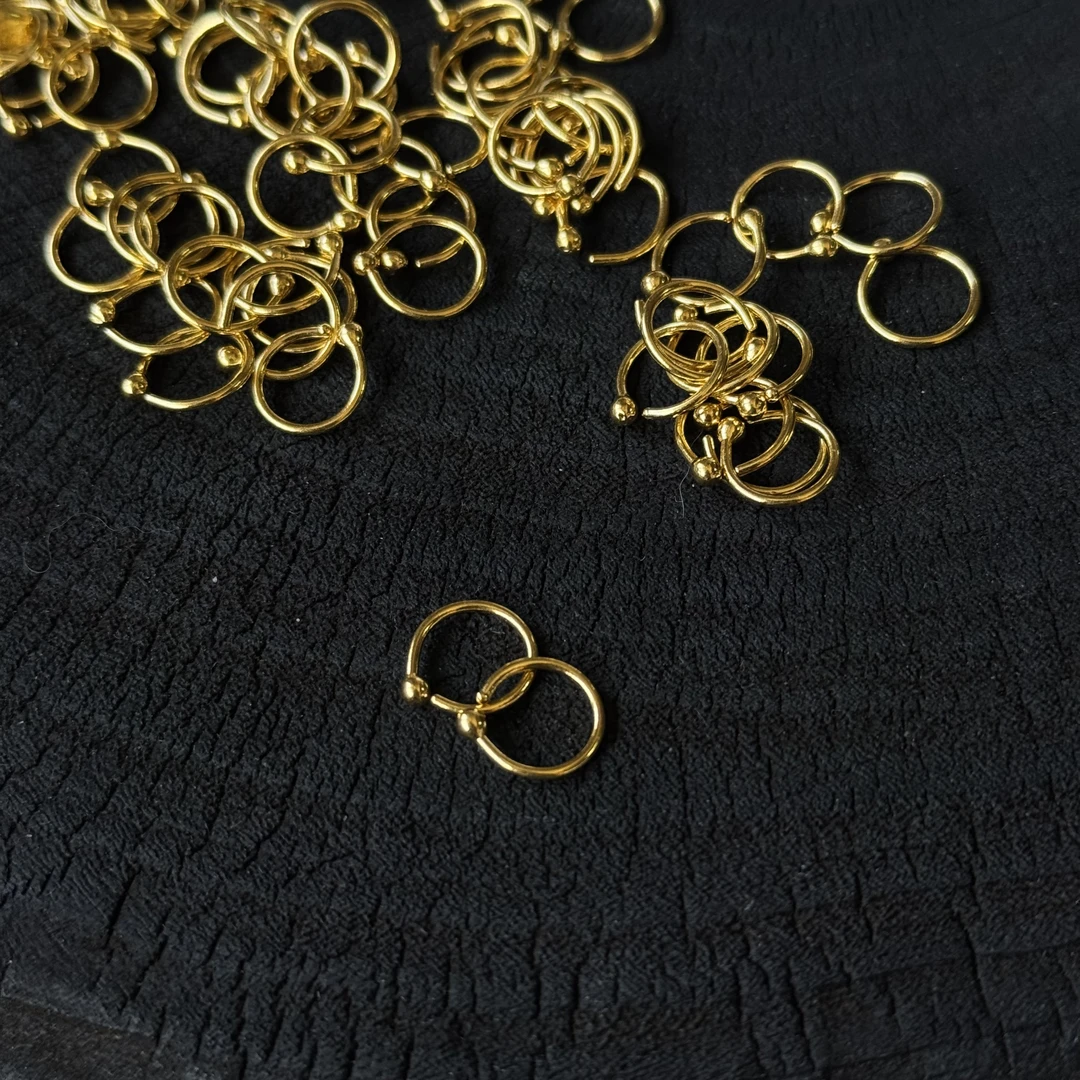 【手工】素圈小逗号黄金耳环  养耳神器 足金999耳饰