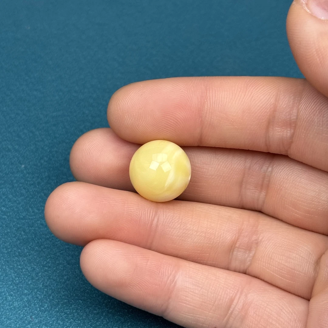 Y1297天然原矿蜜蜡 鸡油黄单珠 14.6mm 抖音基地质检发货