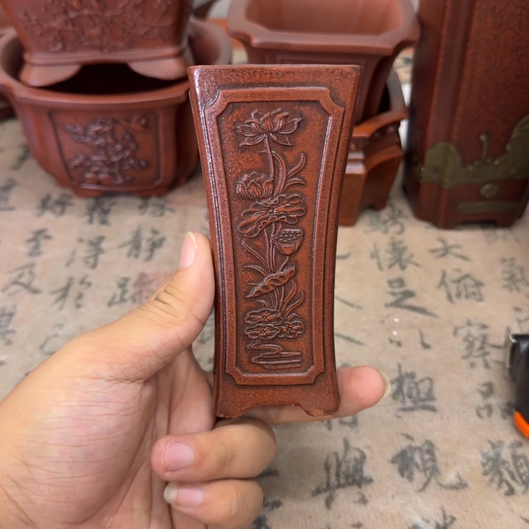 紫砂花盆4.5x11.8内经紫砂花盆