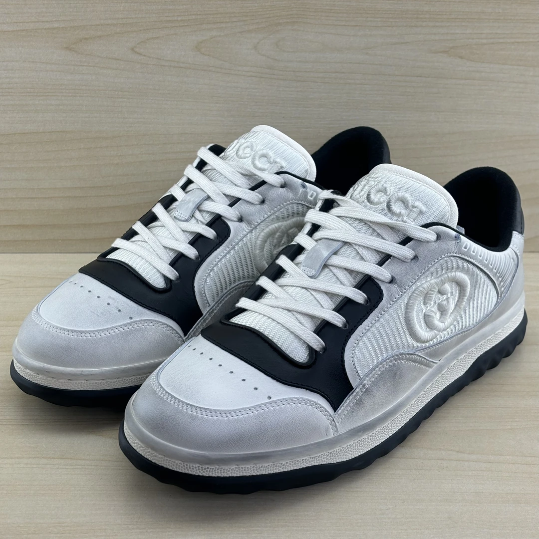 未使用 GUCCI/古驰 Mac80系列做旧款白黑熊猫配色时尚板鞋男
