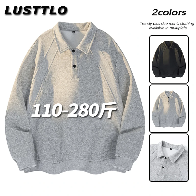 男士polo衫长袖简约翻领大码棉质春秋季休闲宽松cleanfit正肩上衣