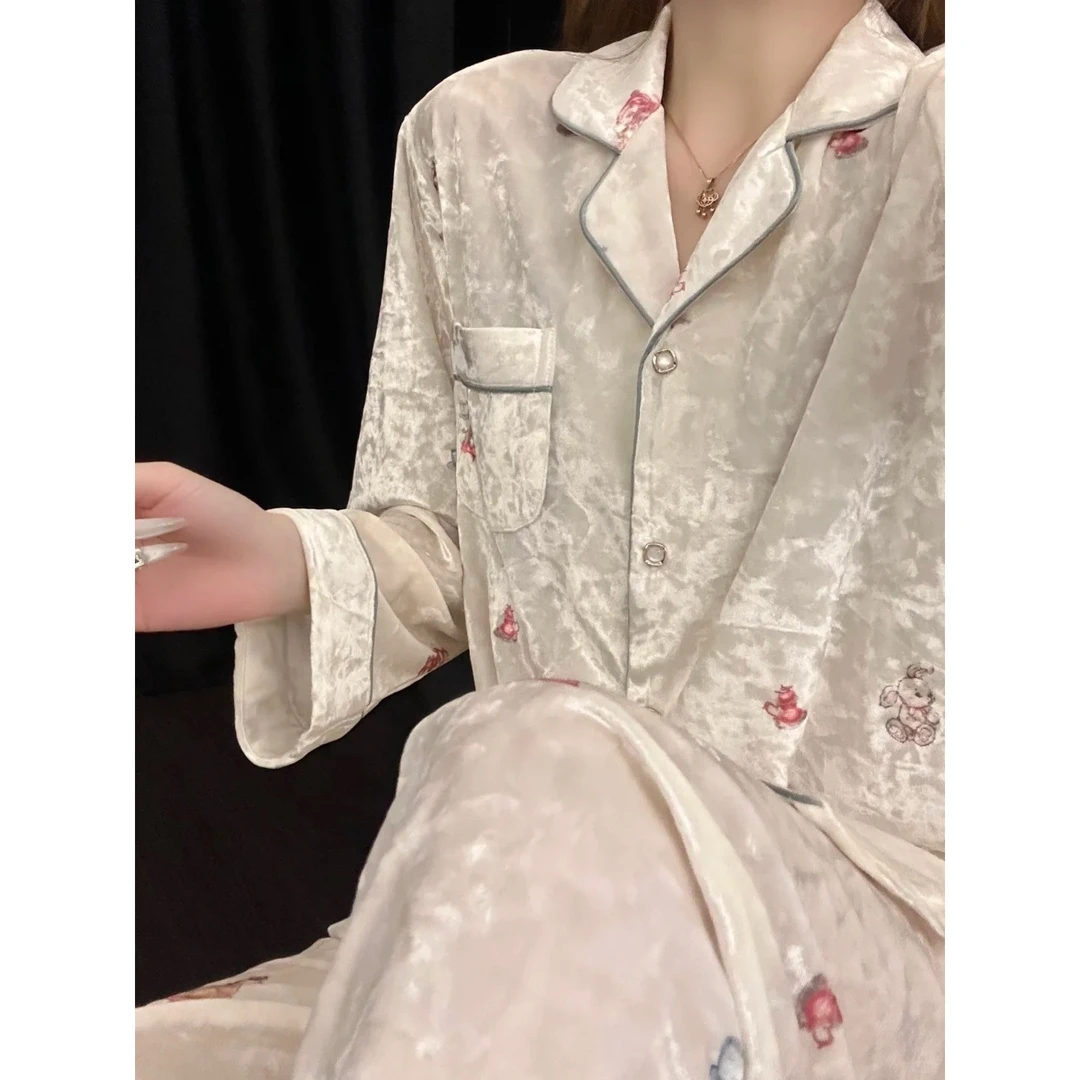 【小熊茶话会】法式千金甜美高级感金丝绒睡衣女款冬季新款毛绒套装