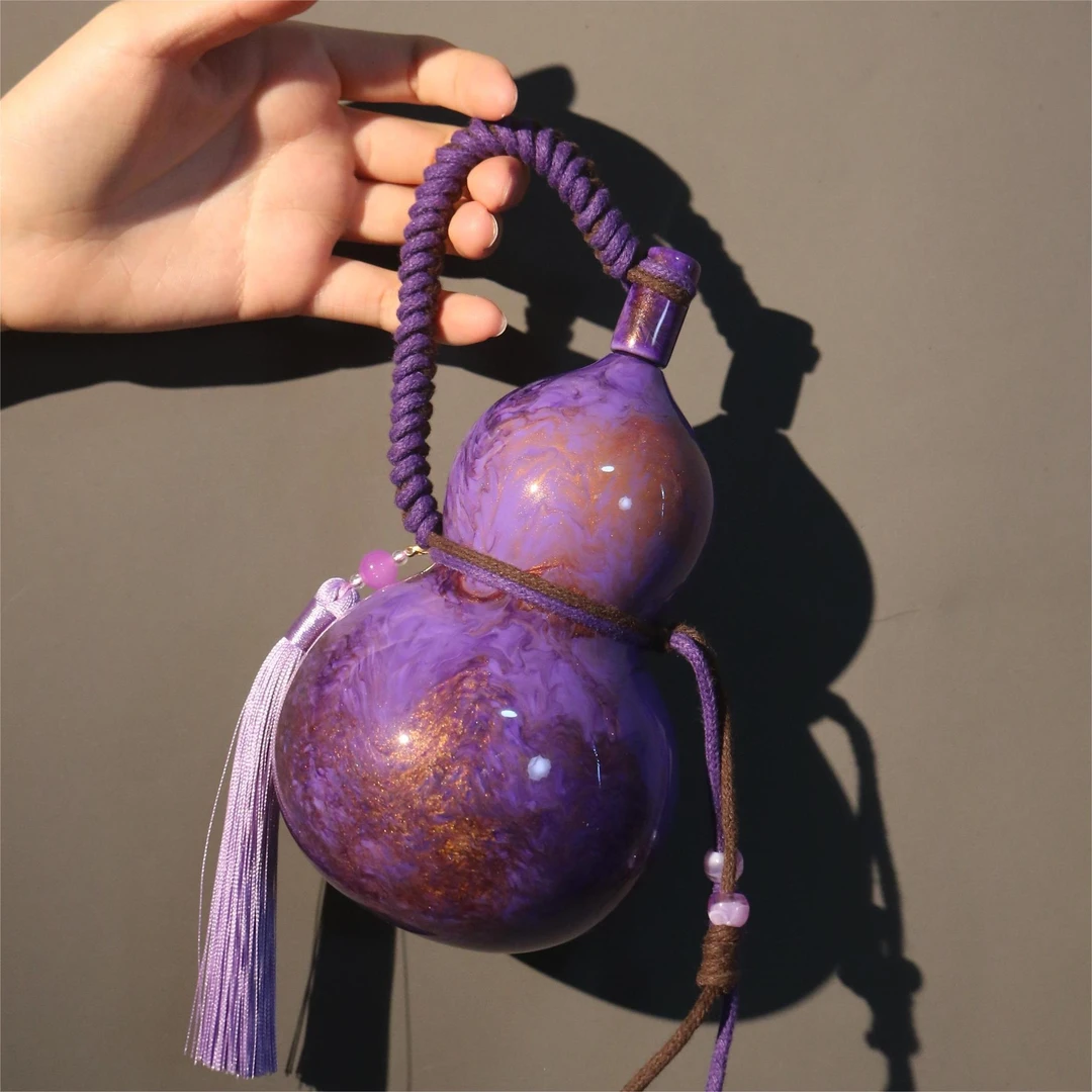 【 ~紫月绮梦~】烤瓷款精品天然热水酒葫芦容量400ml左右~一物一拍