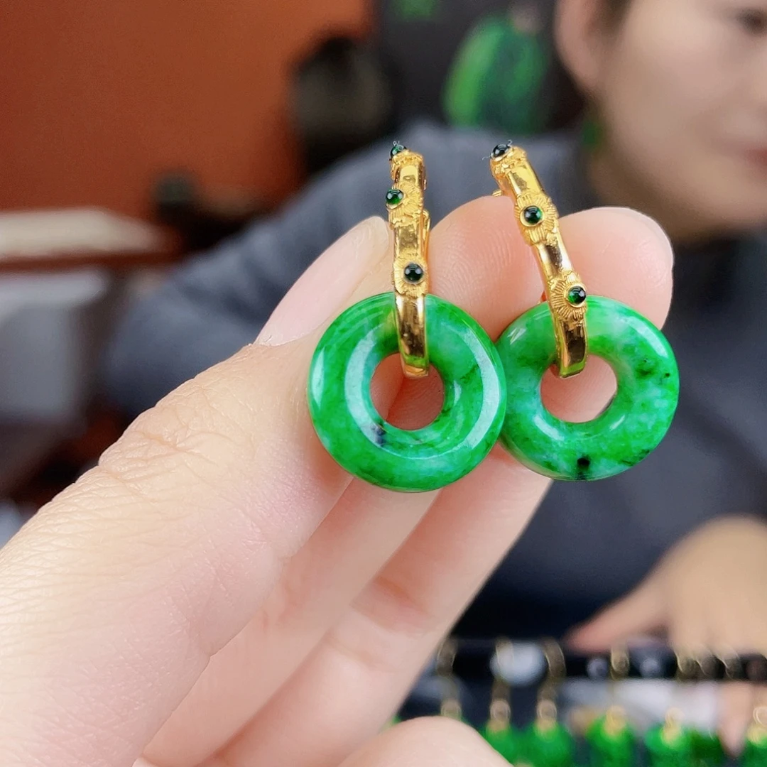 翡翠银S925镶嵌耳饰