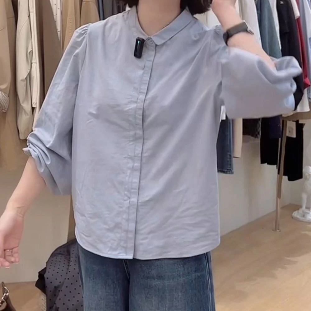 韩系精致小领百搭长袖衬衫2025秋季新款衬衫百搭C5986