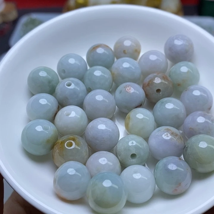 翡翠未镶嵌手链卡13冰绿50个（微瑕）