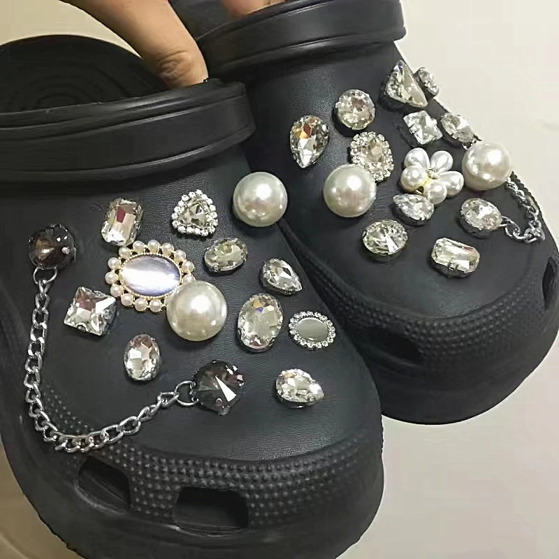 同德百货洞洞鞋配饰diy金属饰品女鞋鞋花可拆卸装饰水钻珍珠鞋扣