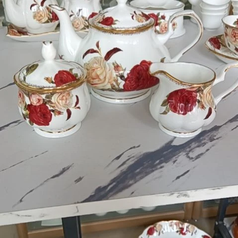 金秋玫瑰手工拍金壶糖奶三件套