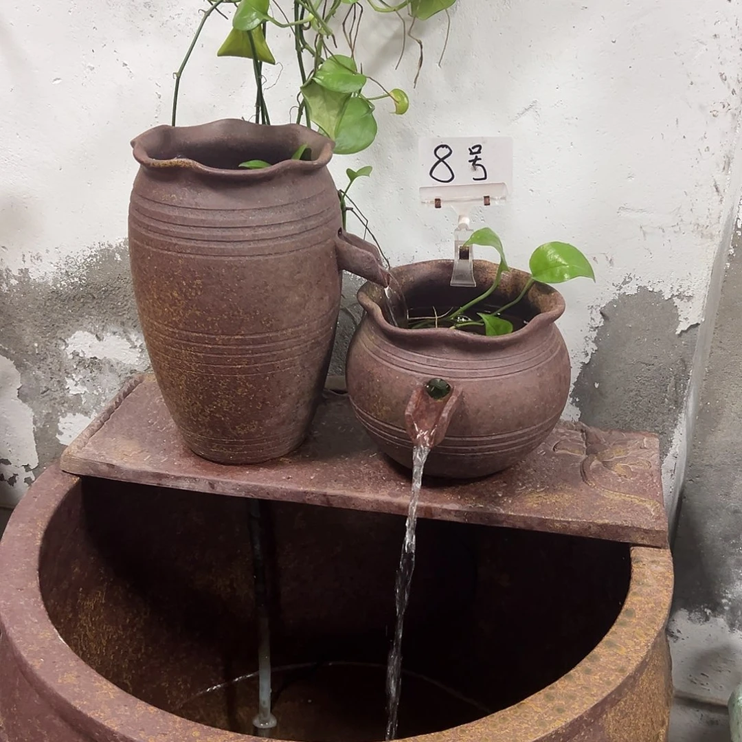 紫砂花盆海***美流水罐带6瓦泵软管带56长板