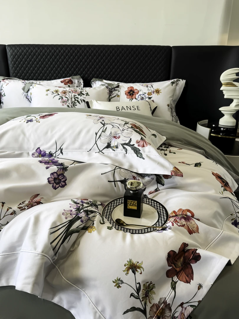 【蛋壳】BANSE-100支匹马棉贡缎数码印花100%全棉四件套纯棉