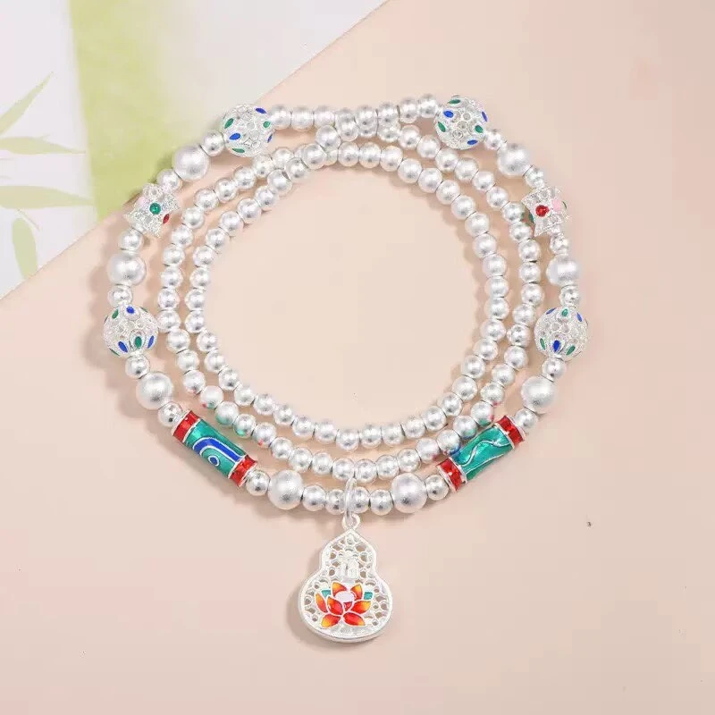 手链 葫芦手链999.9古法项链银