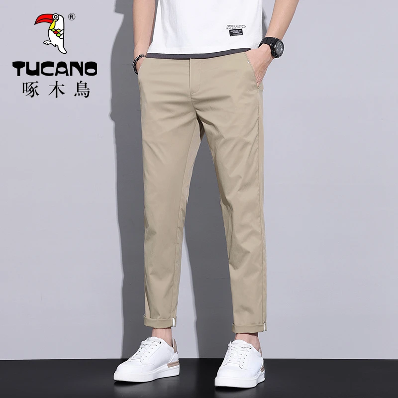 啄木鳥夏季新款男休闲裤百搭轻商务弹力宽松直筒裤子夏季薄款西裤