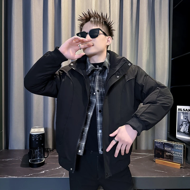 假两件拼接棉服外套男款冬季2025新款高级感潮牌痞帅保暖加厚棉衣