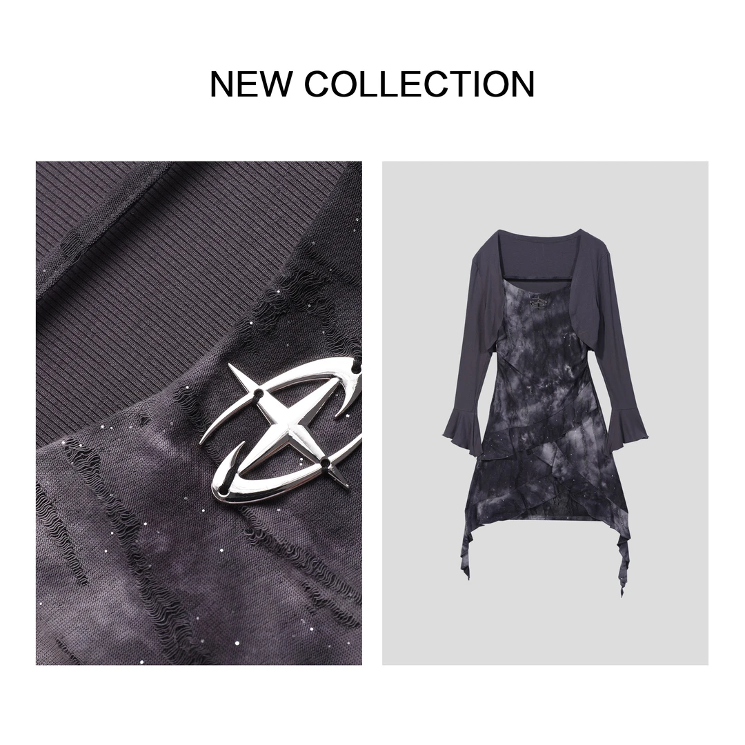 《婷婷专属》L1F36332B 秋季修身显瘦连衣裙+开衫