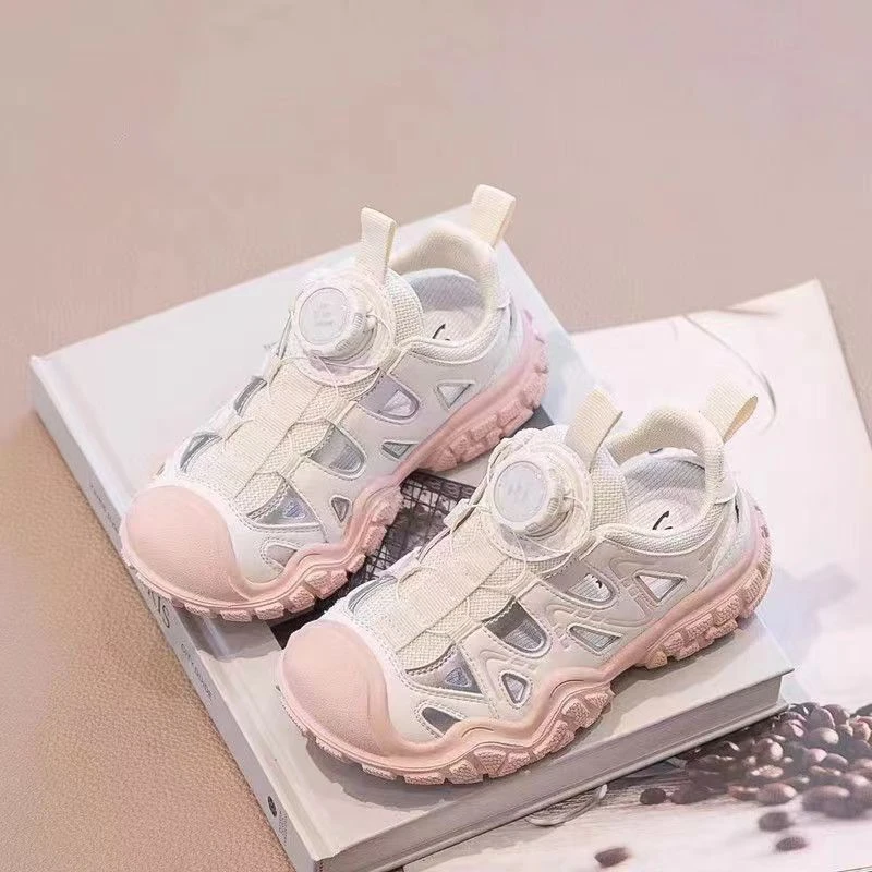 女童凉鞋夏款2025新款男童鞋子女孩运动鞋软底包头网面鞋女宝薄款