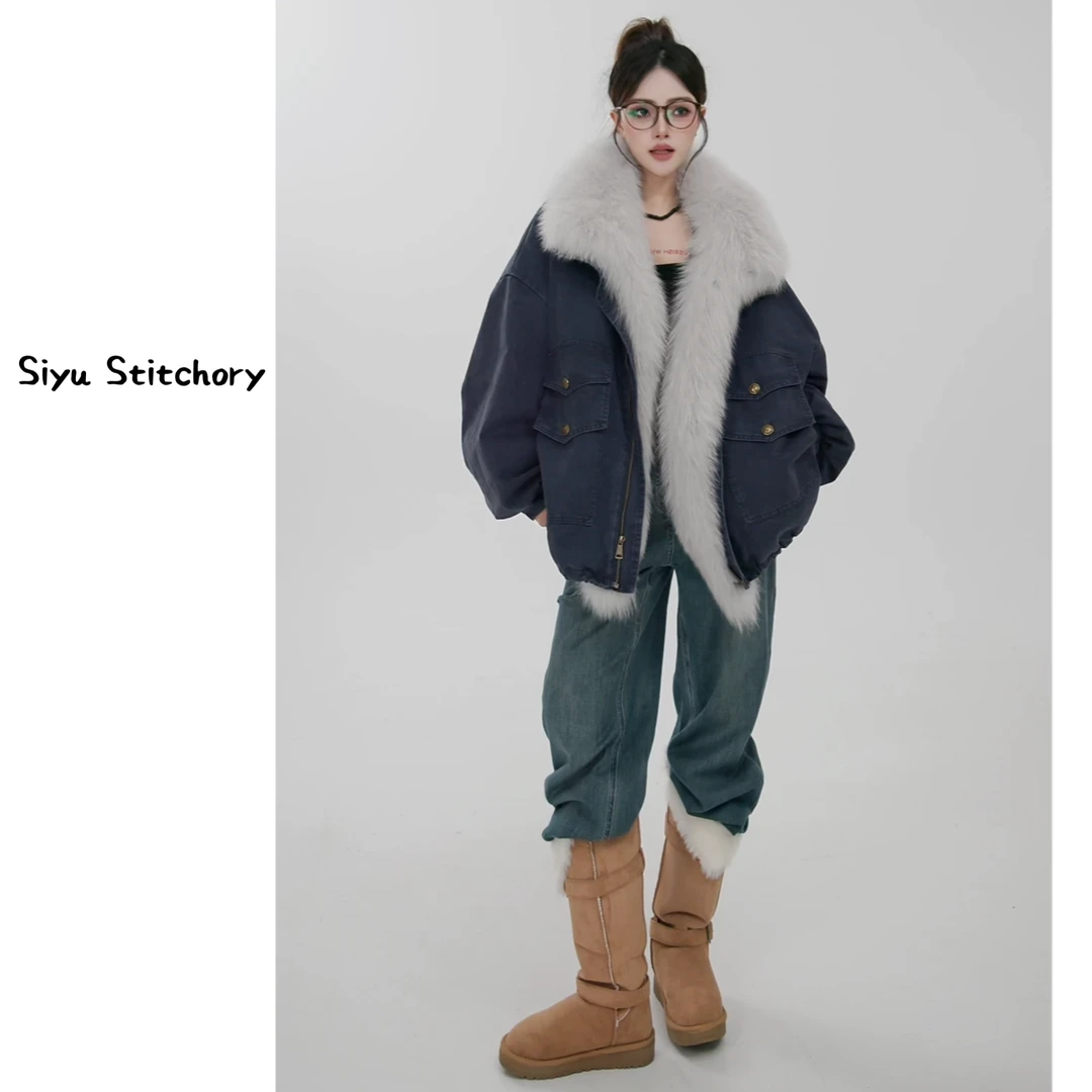 【思语】“晚歌” CC25912 新款超大狐狸毛领皮草鹅绒服