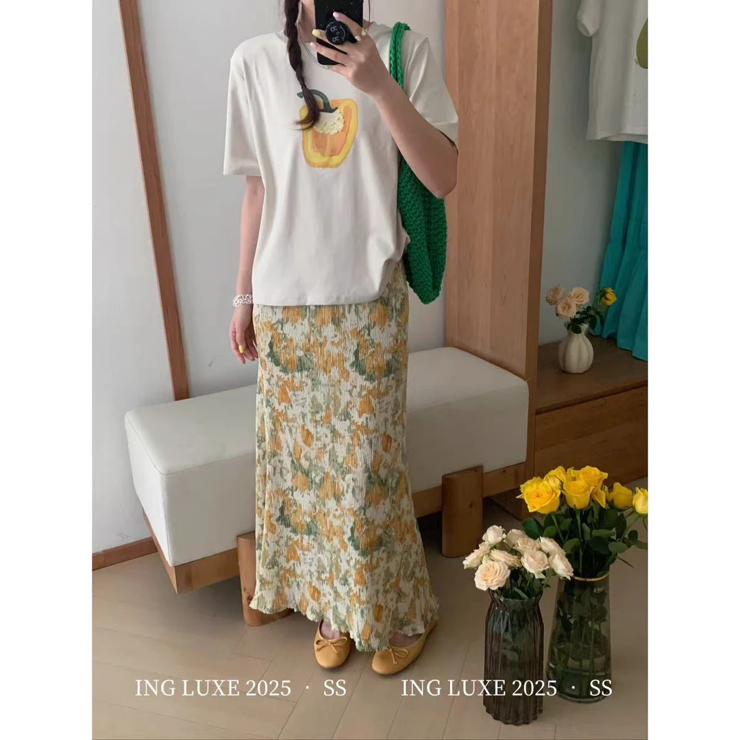 2687【PINGJIE】2025高货时尚宽松休闲潮流舒适百搭洋气短袖