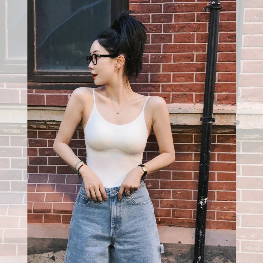 莉贝琳sisy背心女细肩带高弹一体式固定杯文胸吊带S25204UD01
