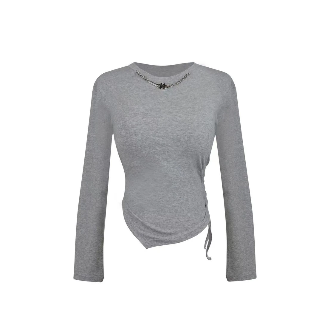 【含含宠粉福利】欧货长袖t恤女春秋设计感洋气独特不规则上衣T103