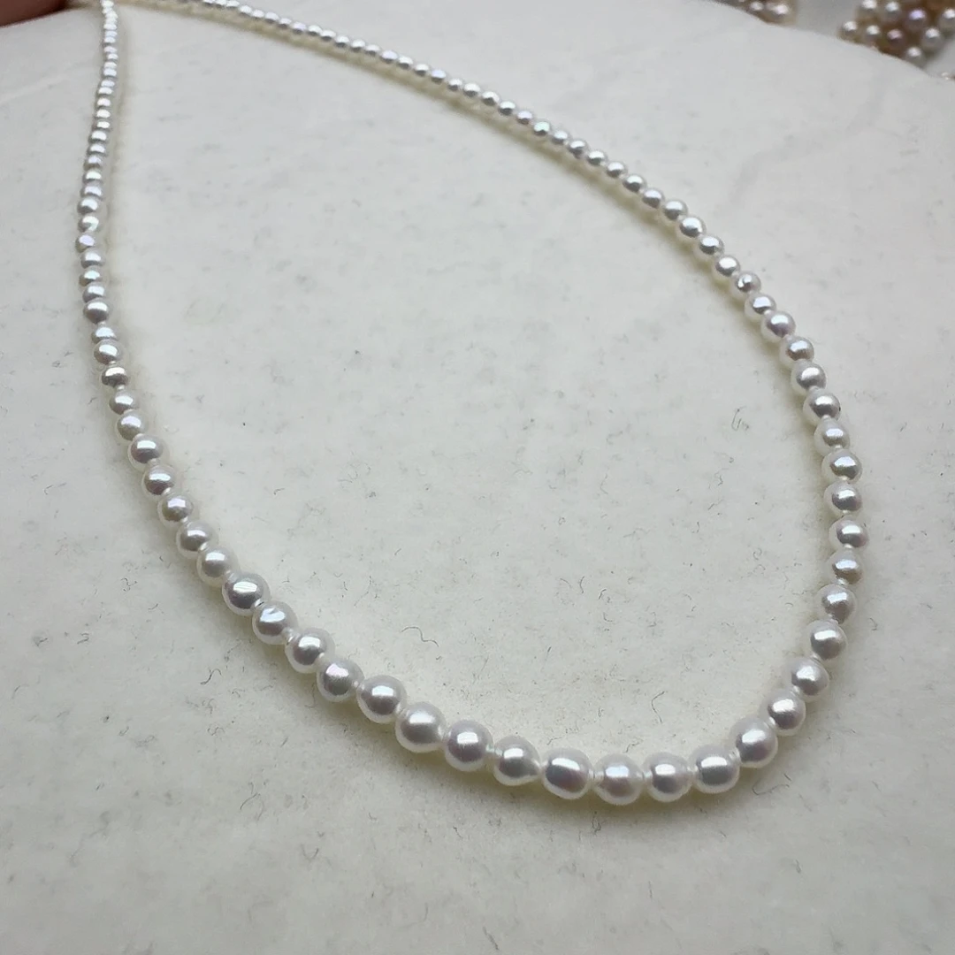 淡水珍珠颈饰银S925镶嵌3-4