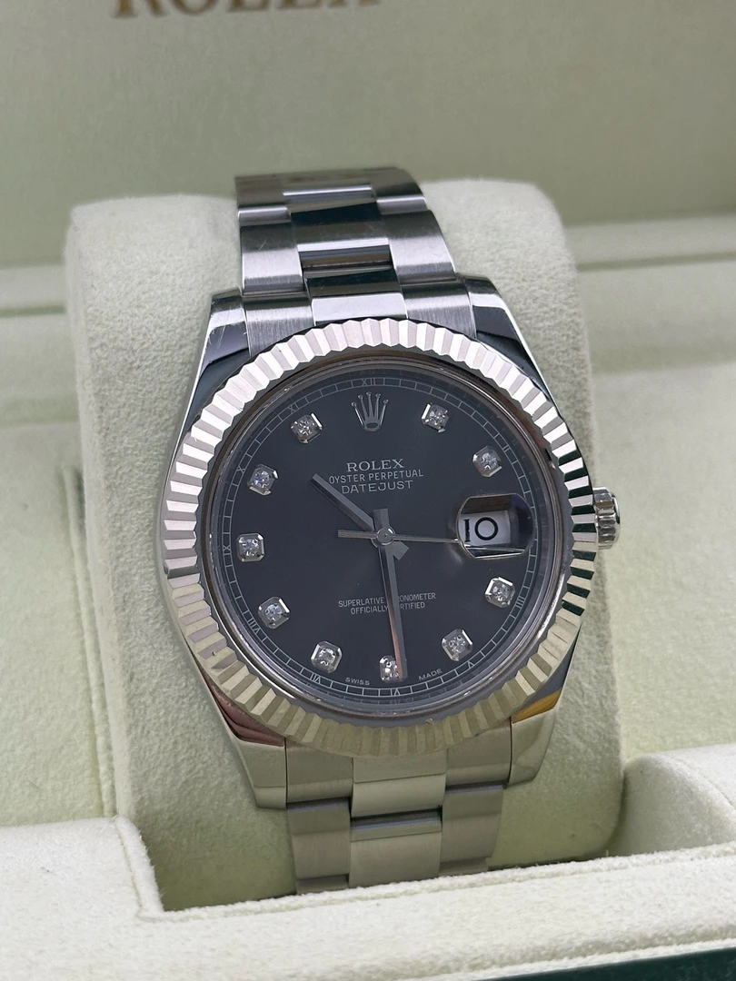 95新 Rolex/劳力士 日志116334/灰钻/41mm/14年全套