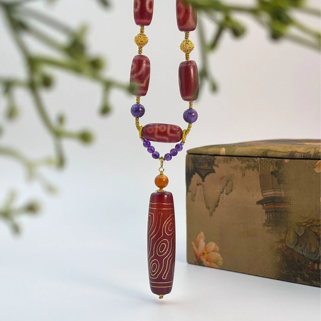 【晟伊】九紫离火大圆满红肉珠珠配比项链+名+日期+地址