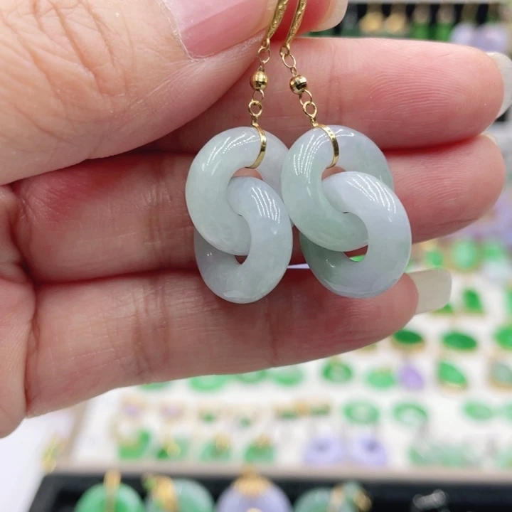 翡翠18K金镶嵌耳饰