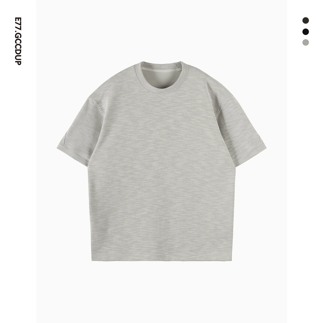 夏季新款竹节休闲圆领纯色短袖时尚百搭简约高级感男装T恤1021
