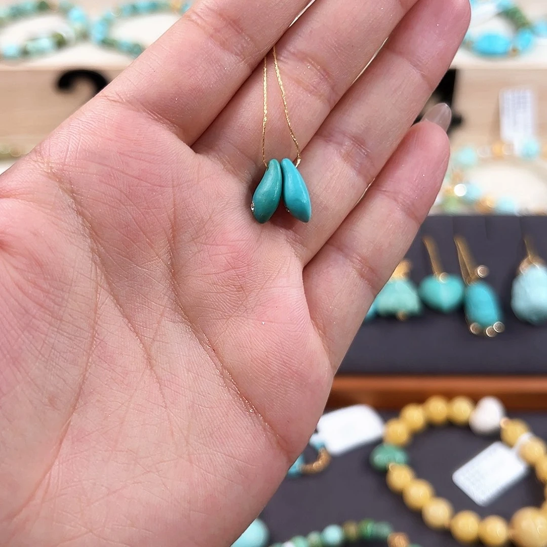 绿松石未镶嵌珠宝半成品多肉卡子