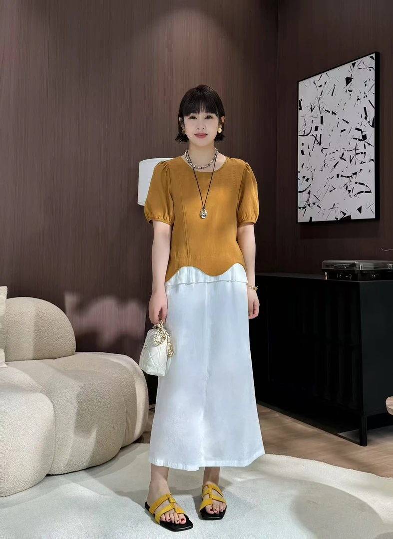 方和屿.休闲轻职风INS风法式时尚套装女百搭上衣+半裙两件套80188