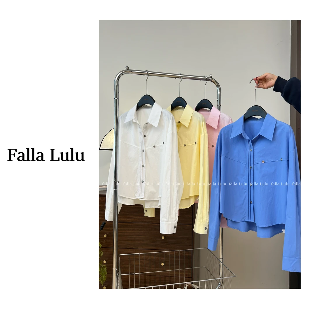 @英子家 韩系简约气质高品质纯色设计款长袖衬衫 Y4859