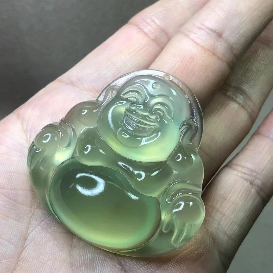 天然岫玉佛公吊坠玉石佛公挂件透绿佛公 多样性发其一