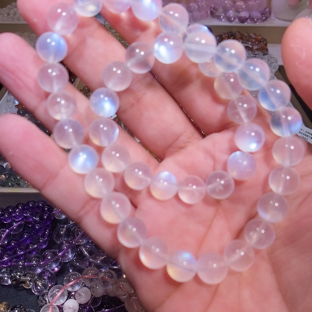 水晶手链未镶嵌蓝月光9.8mm双圈