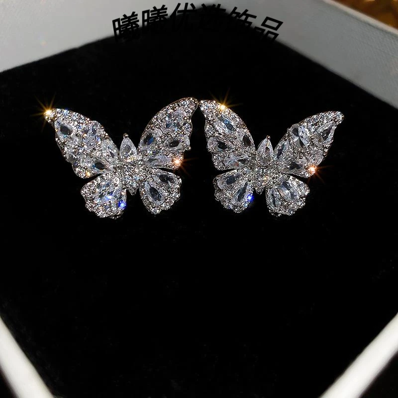 合金耳饰 微镶蝴蝶耳骨夹无耳洞耳环耳钉高级感耳夹气质简约满钻
