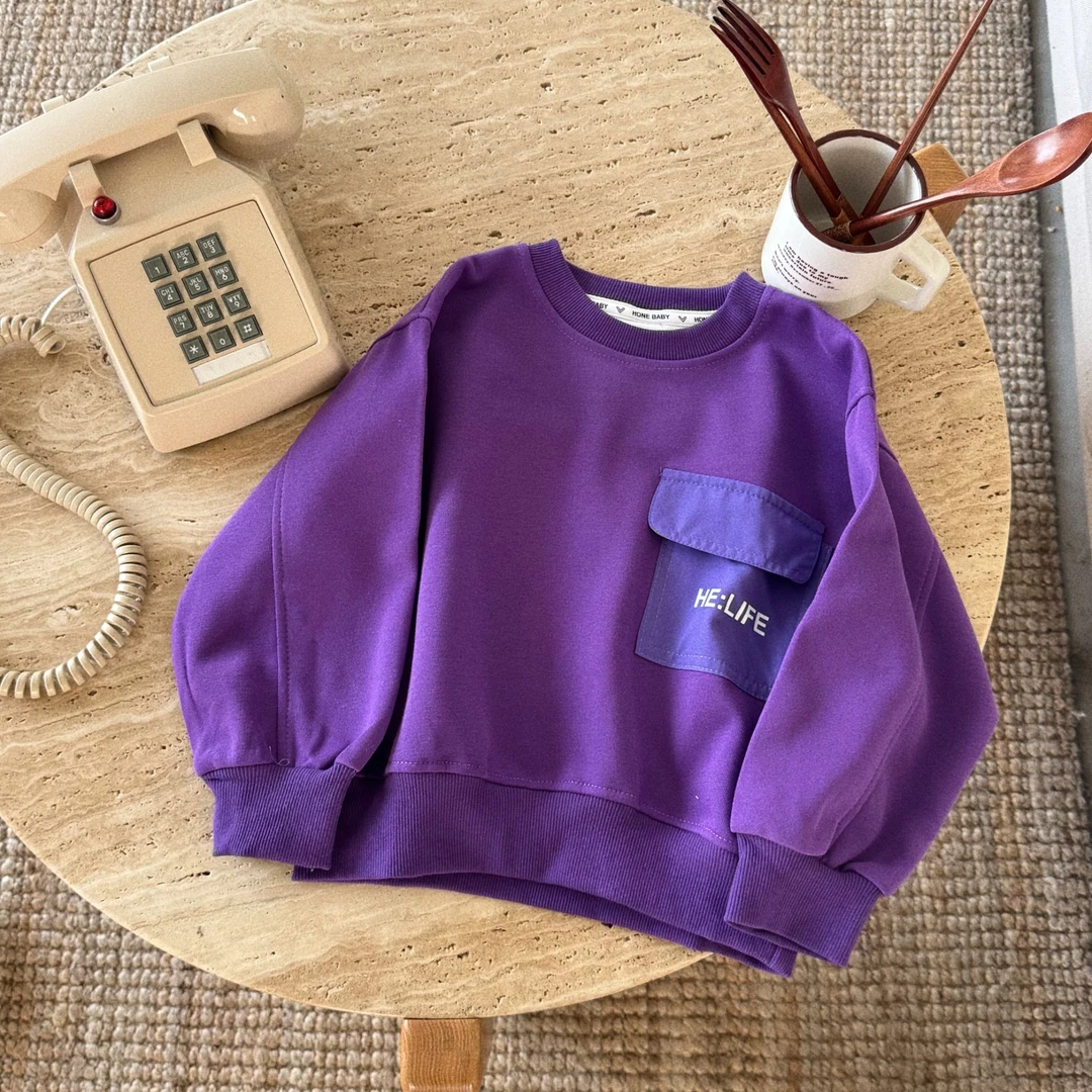 【现货春款】韩版儿童HEL贴袋卫衣