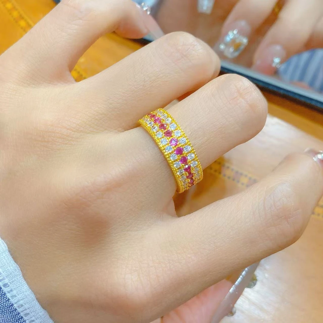 QIAMI AC 洽米高定【轻奢红白小石闪耀戒指】新国潮时尚年轻百搭款