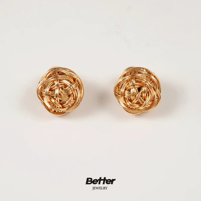 铁合金耳饰 A203 复古毛球金属耳钉