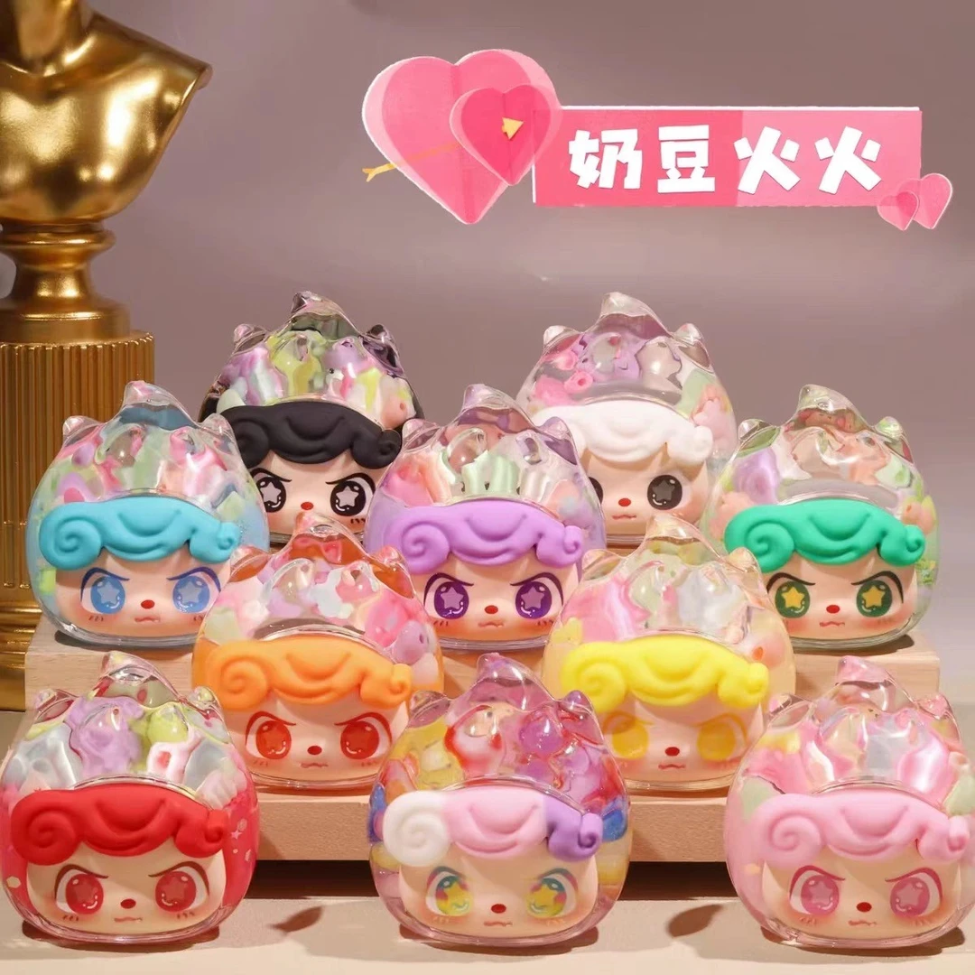 [妍希潮玩】超萌流沙奶豆香味夜光火龙果创意摆件对对碰盲盒