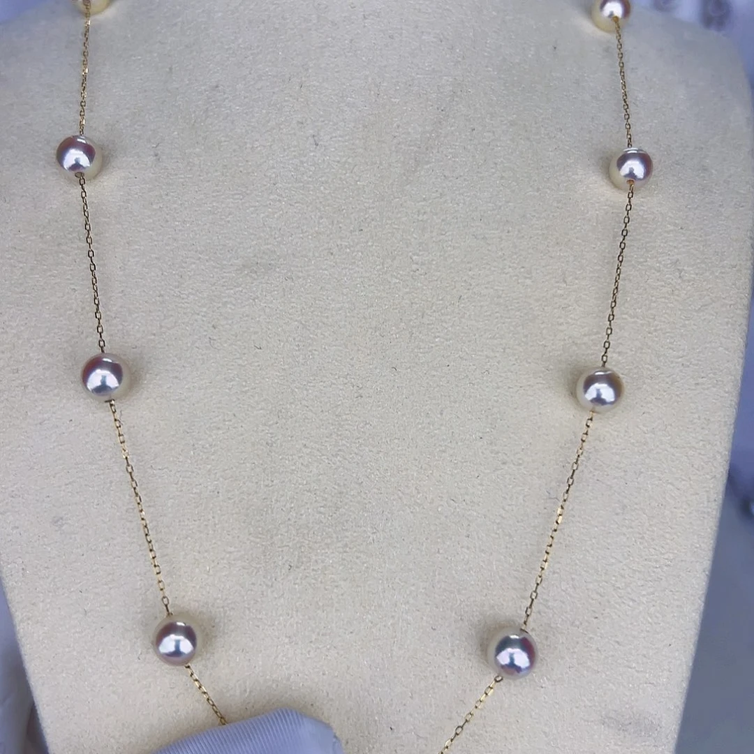 海水珍珠海水akoya设计款满天星6-7mm18K金镶嵌