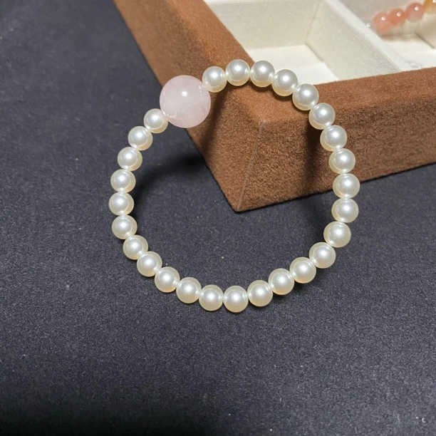 【虞美人】贝珠搭配天然粉水晶手串