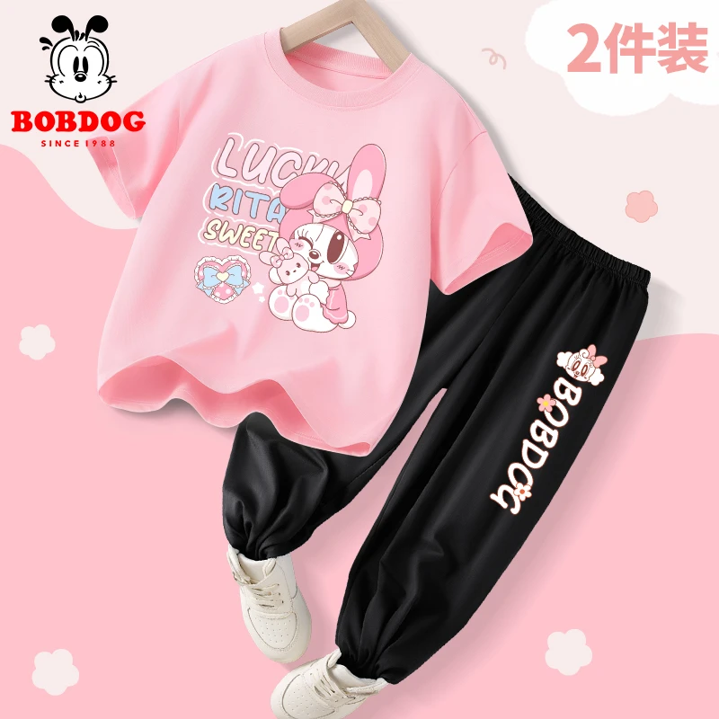 巴布豆童装儿童夏装套装女童两件套2025新款女孩夏季薄款运动衣服