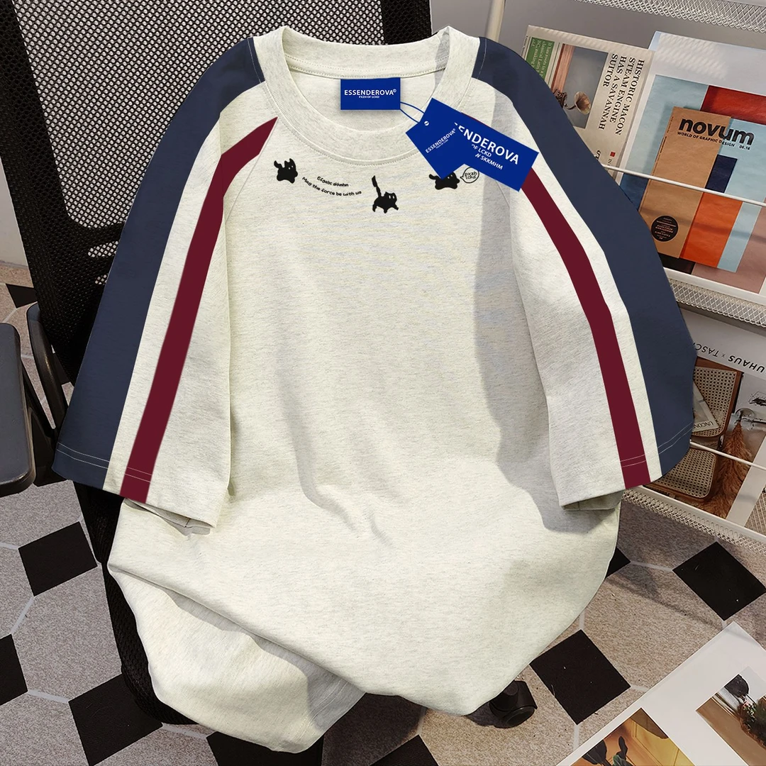 100%纯棉个性日韩百搭圆领短袖t恤女夏季宽松休闲学生情侣上衣ins