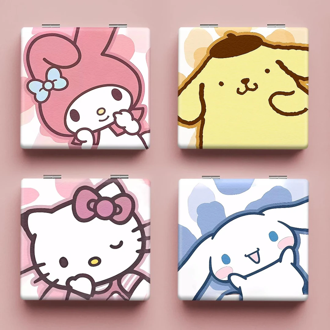 便携化妆镜可爱kt猫大耳朵狗化妆镜女生翻盖小镜子随身携带