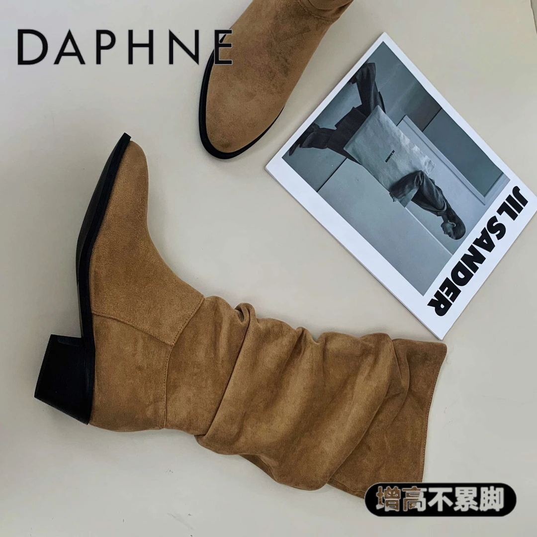 达芙妮美德拉时尚堆堆靴女2025秋冬新款西部长筒靴骑士靴马丁长靴