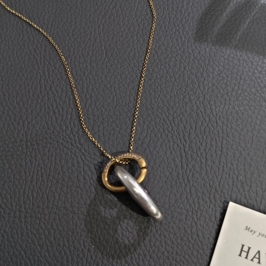 铜合金项链 05199欧美时尚潮流猪鼻子气质拼色项链